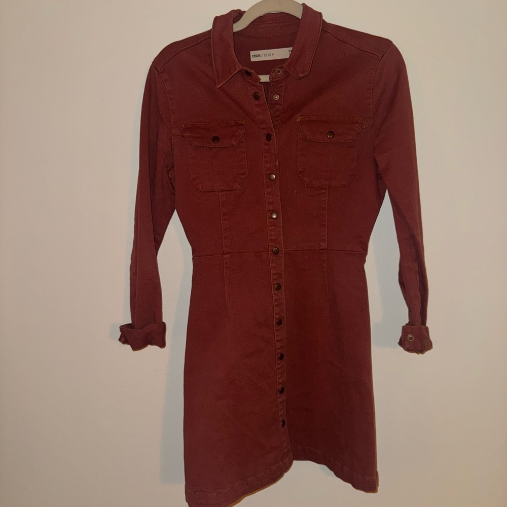 ASOS Long Sleeve Rust Dress